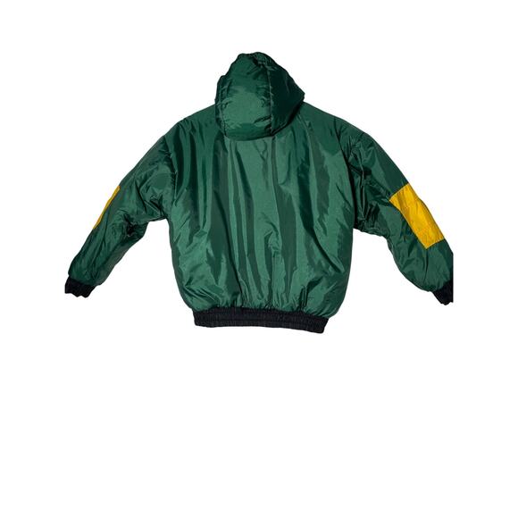 Green Bay Packers Jacket Kids M 10-12 Pro Player Blk/Green VTG 90s Hooded NFL - Picture 6 of 8